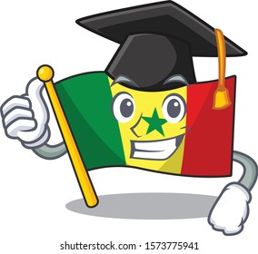 happy Flag Senegal wearing a black Graduation hat