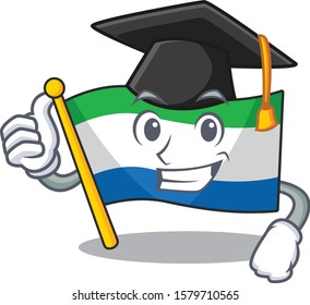 happy flag sierra leone wearing a black Graduation hat