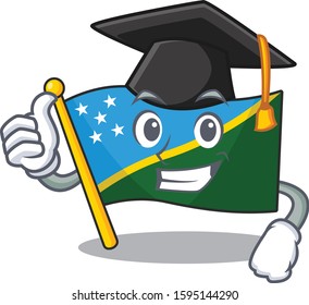 happy flag solomon island Scroll wearing a black Graduation hat