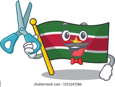 happy flag suriname barber with the cartoon