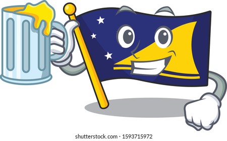 Happy flag tokelau Scroll mascot design with a big glass
