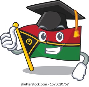 happy flag vanuatu Scroll wearing a black Graduation hat