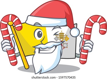 Happy flag vatican city Scroll Cartoon character in Santa with candy