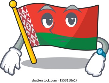 Happy flag waiting belarus cartoon character style