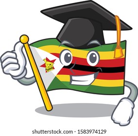 happy flag zimbabwe wearing a black Graduation hat