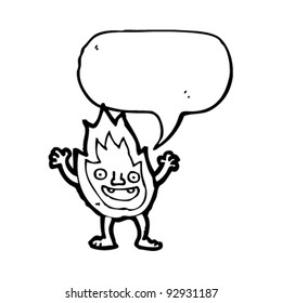 happy flame cartoon character
