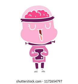 robô de desenhos animados de estilo de cor plana feliz
