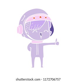 happy flat color style cartoon space girl
