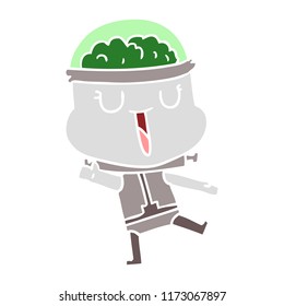 happy flat color style cartoon robot