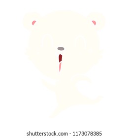 happy flat color style cartoon polar bear