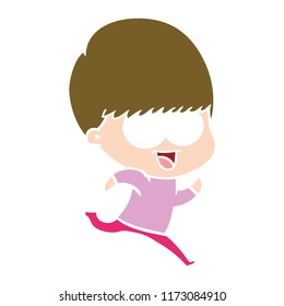 happy flat color style cartoon boy running