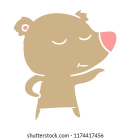 happy flat color style cartoon bear