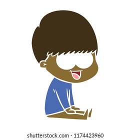 happy flat color style cartoon boy