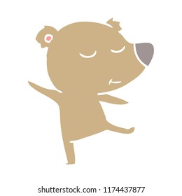 happy flat color style cartoon bear dancing