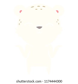 happy flat color style cartoon polar bear shrugging shoulders