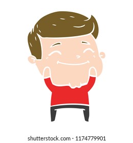 happy flat color style cartoon man