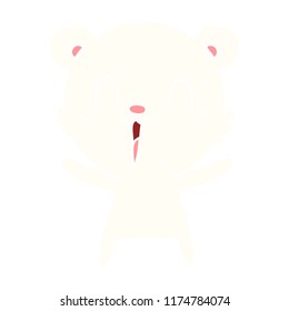 happy flat color style cartoon polar bear