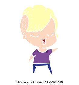 happy flat color style cartoon girl