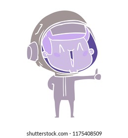 happy flat color style cartoon astronaut