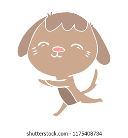 happy flat color style cartoon dog
