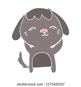 happy flat color style cartoon dog