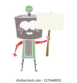 happy flat color style cartoon robot