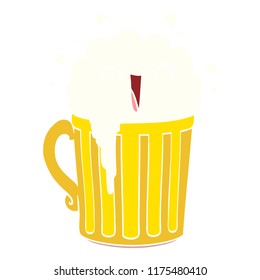 happy flat color style cartoon mug of beer