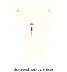 happy flat color style cartoon polar bear with no worries