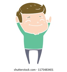 happy flat color style cartoon man