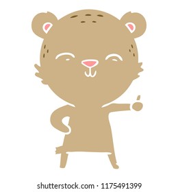 happy flat color style cartoon bear