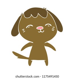 happy flat color style cartoon dog