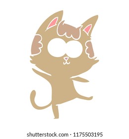 happy flat color style cartoon cat dancing