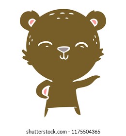 happy flat color style cartoon bear