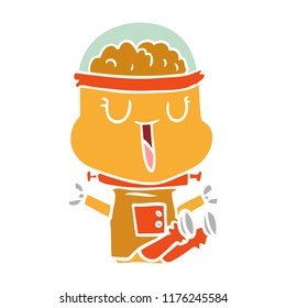 happy flat color style cartoon robot