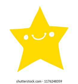 happy flat color style cartoon star