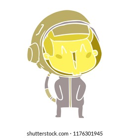 happy flat color style cartoon astronaut