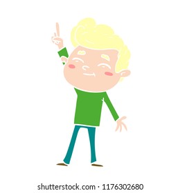 happy flat color style cartoon man