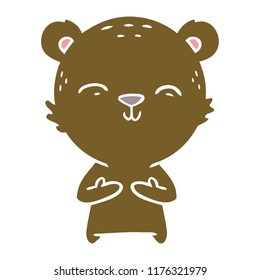 happy flat color style cartoon bear