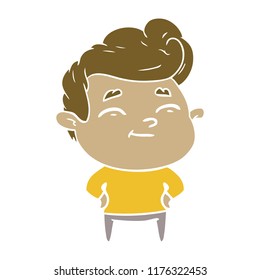 happy flat color style cartoon man
