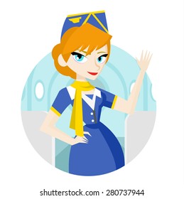 a happy flight attendant