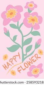 Happy Floral pattern background vector hand drawn