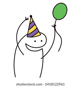 Happy Flork meme with balloon. Happy Birthday. Vector 