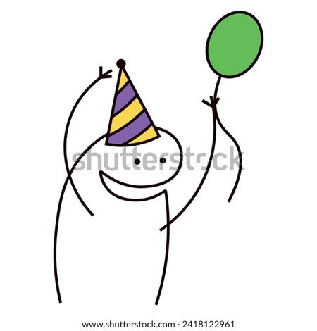 Happy Flork meme with balloon. Happy Birthday. Vector 