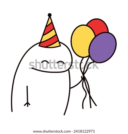 Happy Flork meme with balloons. Happy Birthday. Vector 