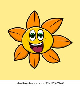 Happy flower cartoon with a vector illustration design.