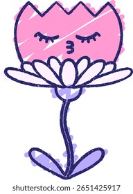 Happy Flower Chalk Drawing in bright neon color