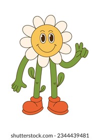 Happy Flower Character Vector Illustration