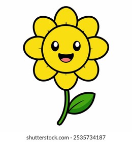 Happy flower. Happy and cheerful flower. The blank version could be used for coloring book pages for kids.
