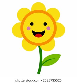 Happy flower. Happy and cheerful flower. The blank version could be used for coloring book pages for kids.
