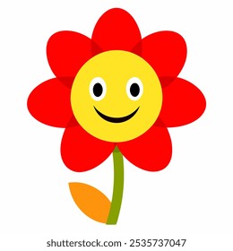 Happy flower. Happy and cheerful flower. The blank version could be used for coloring book pages for kids.
